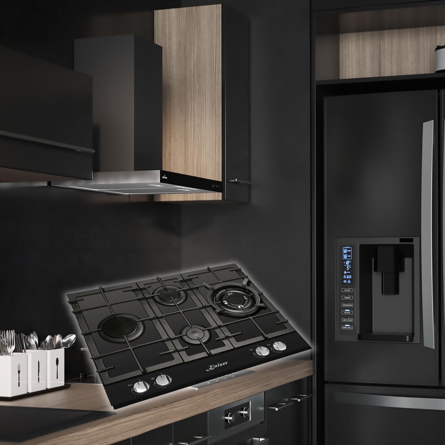 KCG 6394 Turbo, Plaque De Cuisson Au Gaz 60 Cm, Verre Noir Exclusif - Autonome - Plaque De Cuisson - 4 Brûleurs De Haute Qualité -3,8 Kw - Brûleur WOK - Gaz Naturel Et Propane Possible