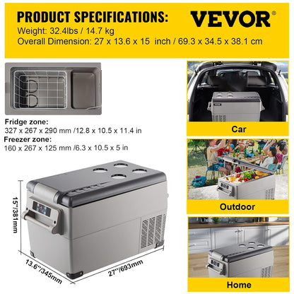 Réfrigérateur Thermique Portable 35 L, Réfrigérateur De Voyage Pour Voiture SH-CF35, Mini Réfrigérateur Pour Voiture, Avec Écran LCD