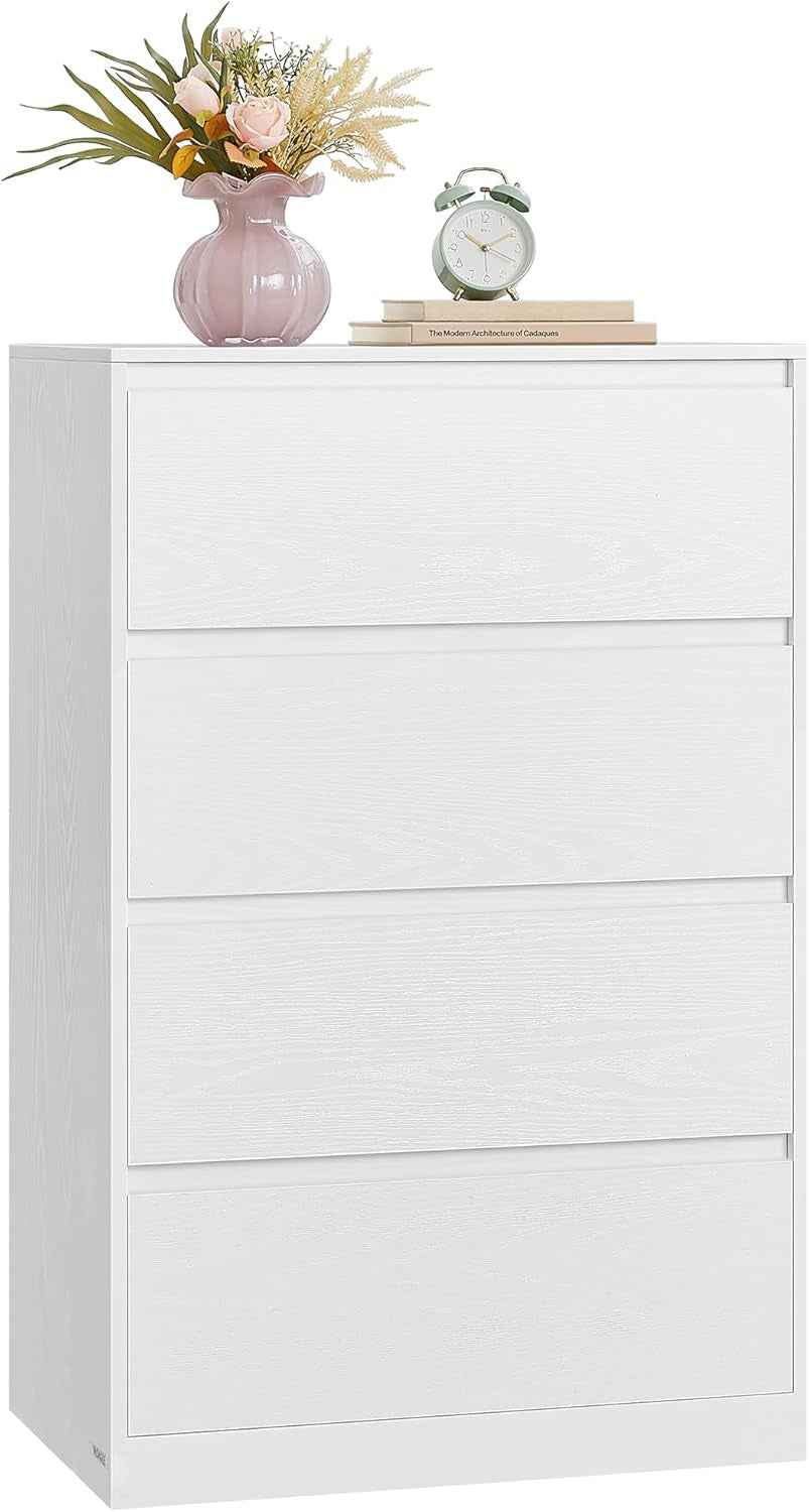 Kailyn Collection - Commode Chambre 4 Tiroirs, Armoire De Rangement, Meuble À Vêtements, 40 X 60 X 97,4 Cm, Style Moderne, Blanc Neige LTS614WE02V1