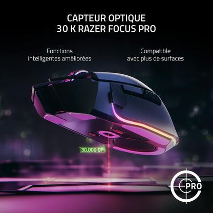 Razer Basilisk V3 Pro - Souris Gaming Sans Fil (Molette Hyperscroll Tilt, Capteur Optique Focus Pro 30K, Eclairage Chroma 13 Zones, 10+1 Boutons Programmables) Noir