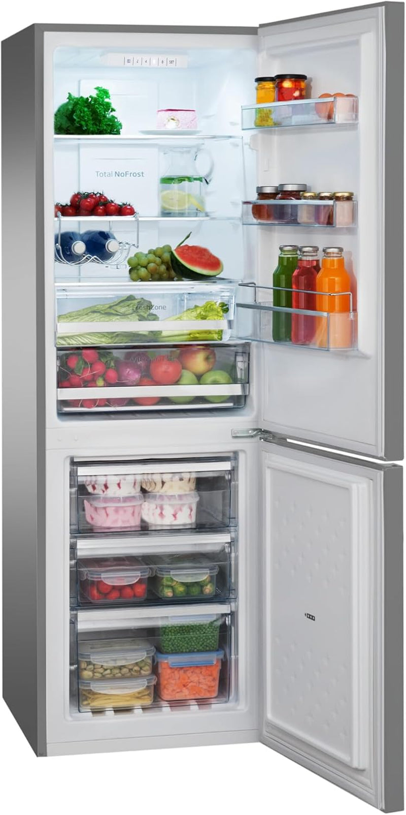 Amica KGCN 387 110 E Stand Kühl-Gefrierkombination, 54Cm Breit, 231 L, Nofrost, Superkühlfunktion, Edelstahloptik