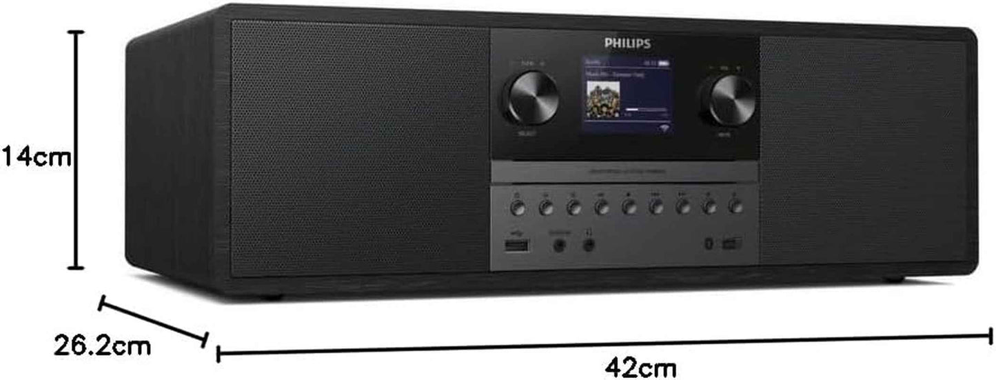 Micro Système Musical TAM6805, 50W Tout-En-Un Avec Radio Internet, Bluetooth, Spotify Connect, USB, Lecteur CD, Dab+, FM, Haut-Parleurs Bass Reflex – Système Audio Compact Pour Maison Et Bure