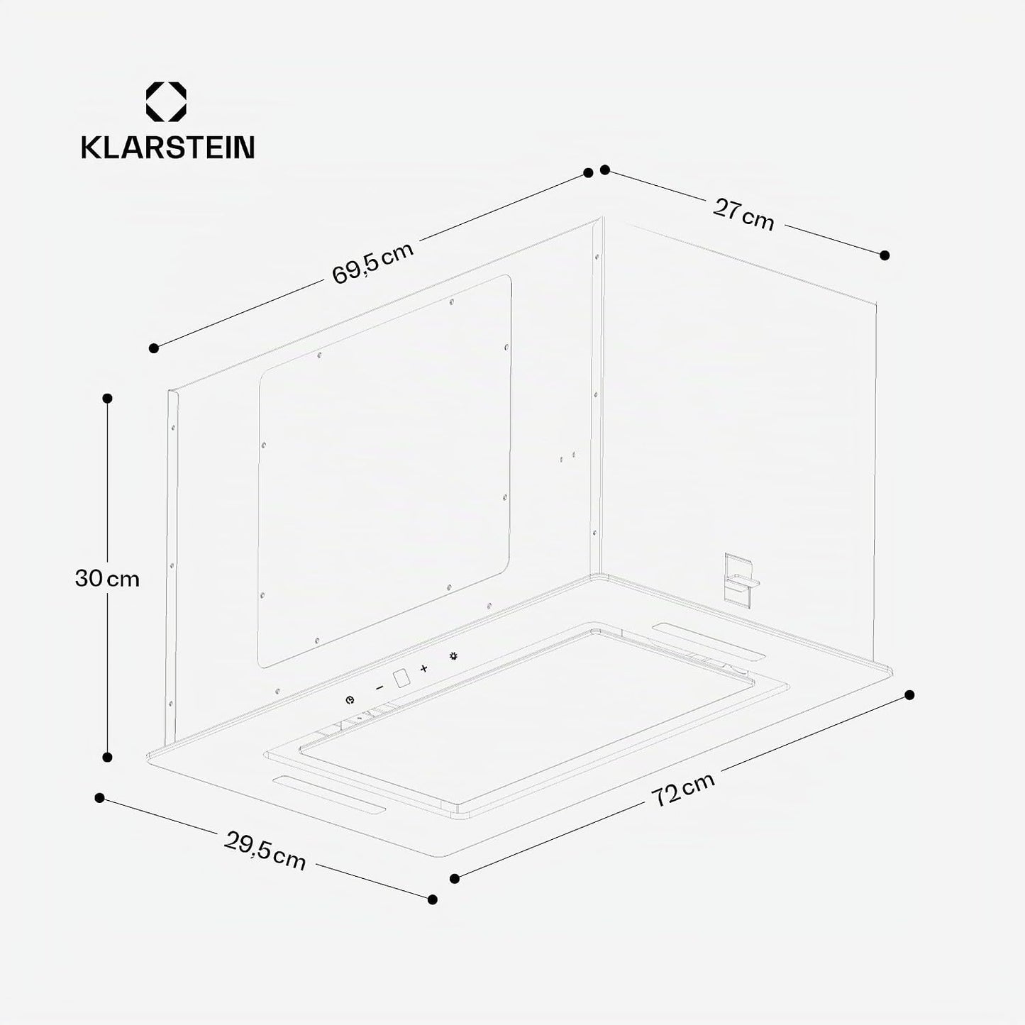 Klarstein Hotte Aspirante Encastrable 72 Cm, Hotte Aspirante Silencieuse, De Cuisine Avec Lampes LED, Débit D'Air Puissant 466 M³/H, Minuterie, Commandes Tactiles, Avec Évacuation