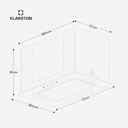 Klarstein Hotte Aspirante Encastrable 72 Cm, Hotte Aspirante Silencieuse, De Cuisine Avec Lampes LED, Débit D'Air Puissant 466 M³/H, Minuterie, Commandes Tactiles, Avec Évacuation