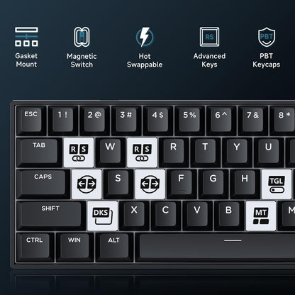 Ace60 Pro HE Clavier Gamer Magnétique, Clavier Filaire 60% | Effet Hall, 8Khz Rapid Trigger, Précision RT 0,01 Mm, Activation Réglable, Snap Tap, RGB, PBT, Hot Swap, SOCD, Pc/Mac, Noir