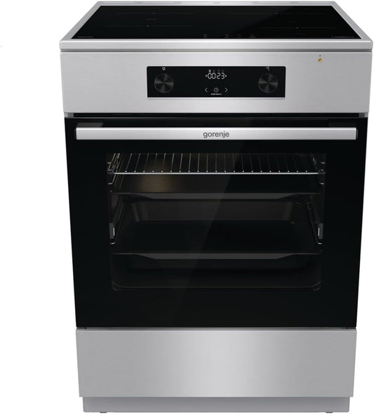 GEIT6C60XPG Cuisinière Électrique Sur Pied Avec Plaque À Induction / 60 Cm / 71 L/Airfry/Sécurité Enfant/Gentleclose/Aquaclean/Bridgezone/Powerboost/Acier Inoxydable