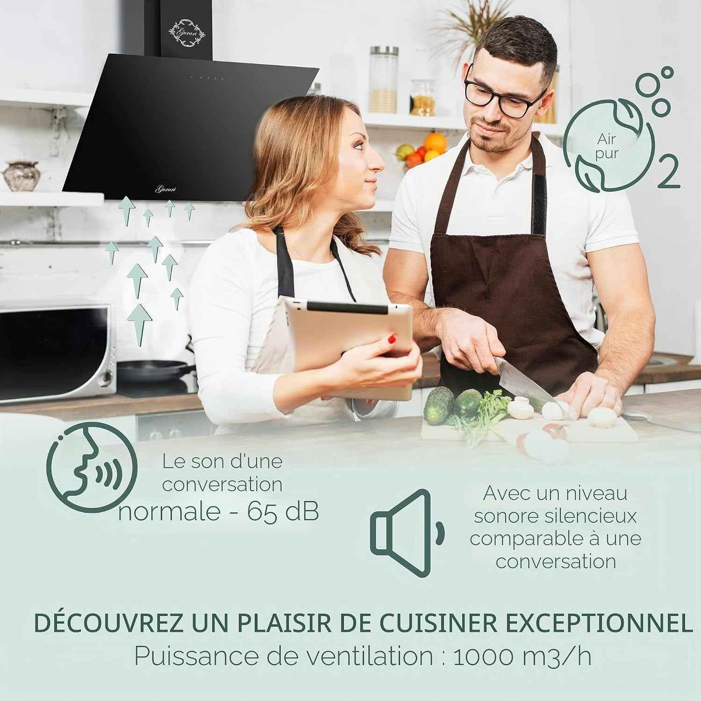 Hotte Aspirante 80 Cm - 286,8 BL Prime - Noir - Verre - Hotte Murale - Air Convection/Évacuation - Hotte Aspirante - 1000 M³/H - Avec Télécommande - Classe A