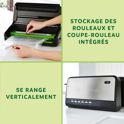 FFS005X Machine Sous Vide Avec Compartiment De Rangement Pour Rouleau Et Cutter, Fonction Pulse Pour Aliments Fragiles, Inclus Accessoires Et Sacs De Mise Sous Vide Assortis