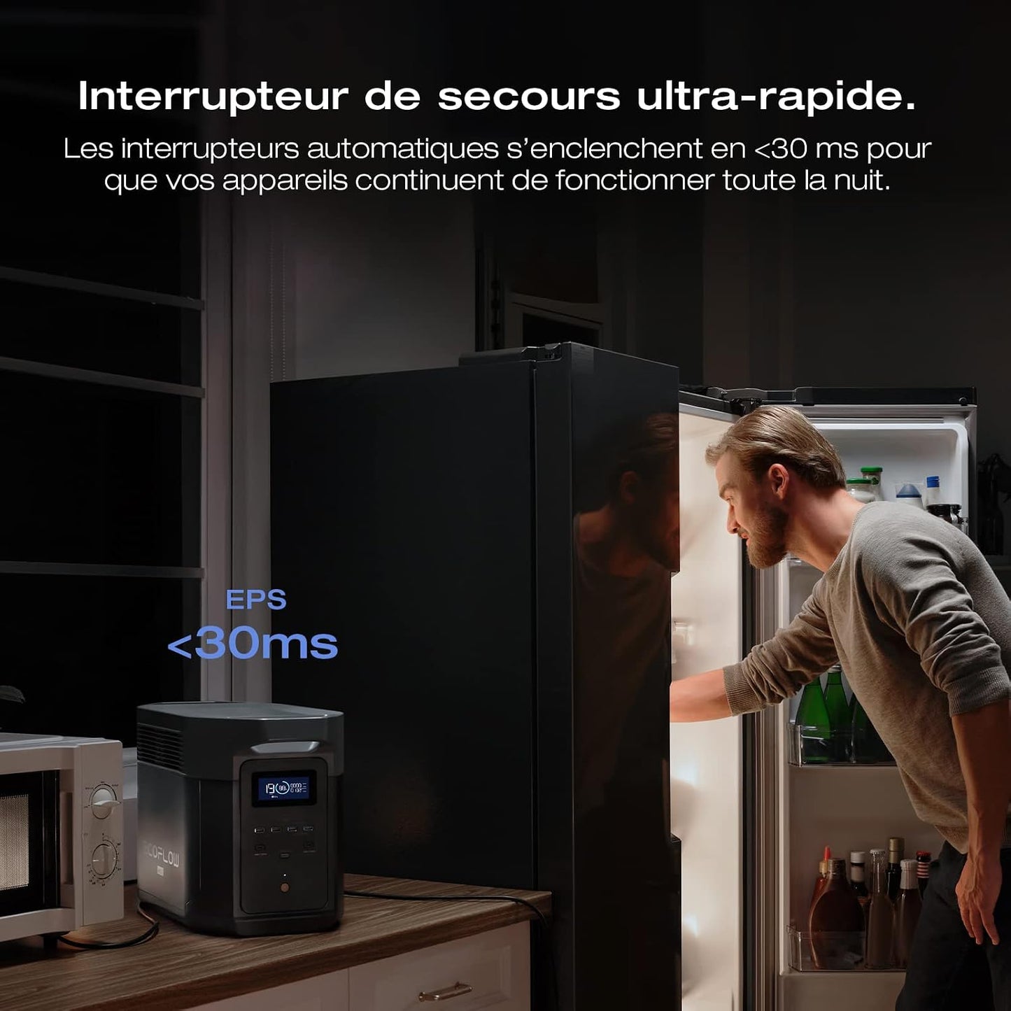 Station Électrique Portable Ecoflow DELTA 2 Max 2048Wh, Recharge Rapide | Batterie LFP 3000 Cycles, Puissance De Sortie 3100 W, Générateur Solaire Pour La Maison/Camping/Rv/Voyages