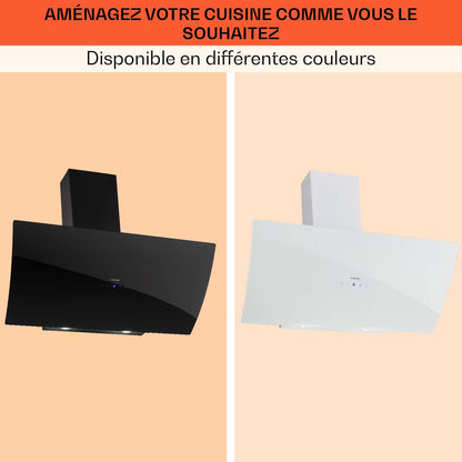 Hotte Aspirante 90Cm, Hottes De Cuisine Inclinées, Filtre De Hotte En Aluminium, Débit D'Air Puissant 641M³/H, LED, Ecran Tactile, Extracteur D'Air Silencieux, Efficace Avec Evacuation