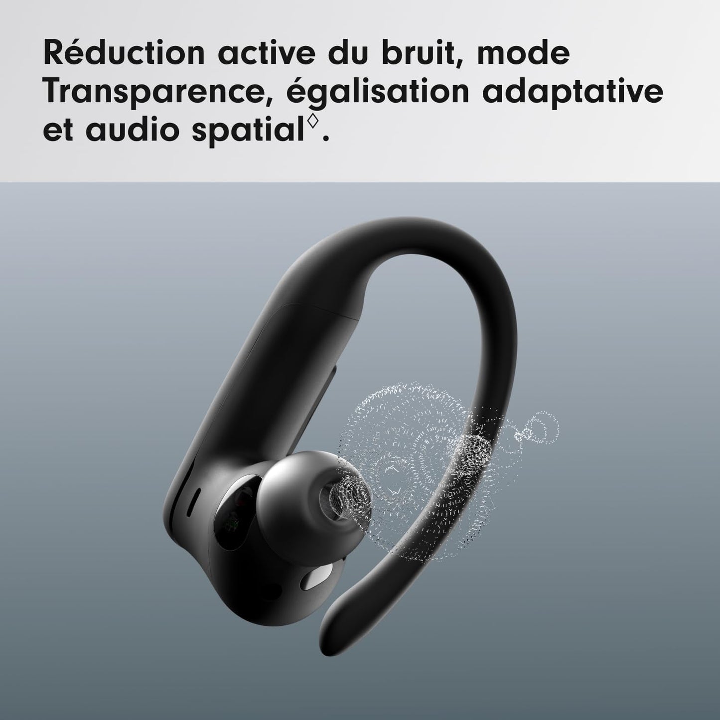 Power Pro 2 Écouteurs Bluetooth Sans Fil- Suppression Du Bruit, Suivi De La Fréquence Cardiaque, IPX4, JusquʼÀ 45H Avec Étui De Recharge, Compatible Apple & Android - Obsidienne