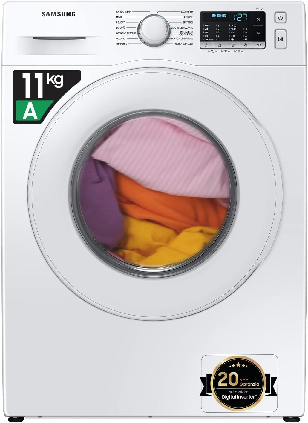 Crystal Clean WW11BGA046TT/ET Machine À Laver 11 Kg, 1400 Tr/Min, Classe A, Ecobubble, Charge Avant, 60 L X 85 H X 60P Cm