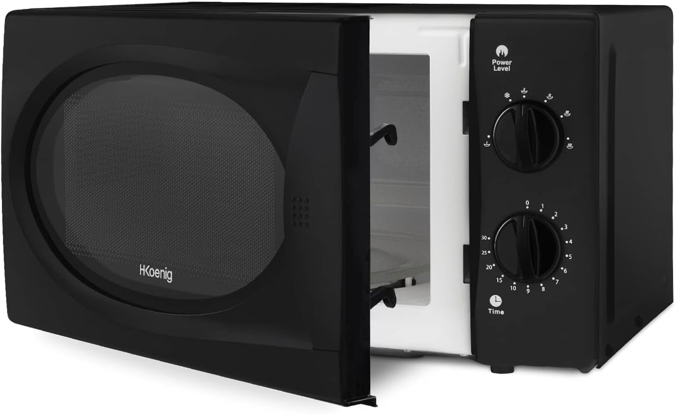 Micro-Ondes Compact 20L VIO6B Noir, Puissant 700W, Plateau Tournant 24,5Cm, Multifonction 5 Niveaux De Chauffe Et Fonction Décongélation, Minuterie Jusqu'À 30Min, Rapide, Plan De Travail