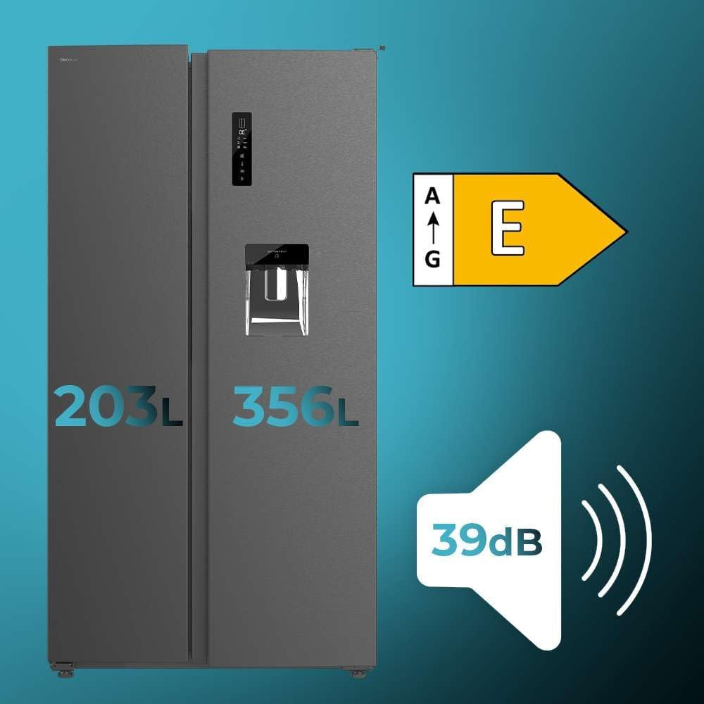 American Refrigerator Bolero Coolmarket SBS 559 Dark E. 559L, 177 Cm X 90 Cm, Class E, Multi Air Flow System, Total No Frost, Inverter plus Motor.