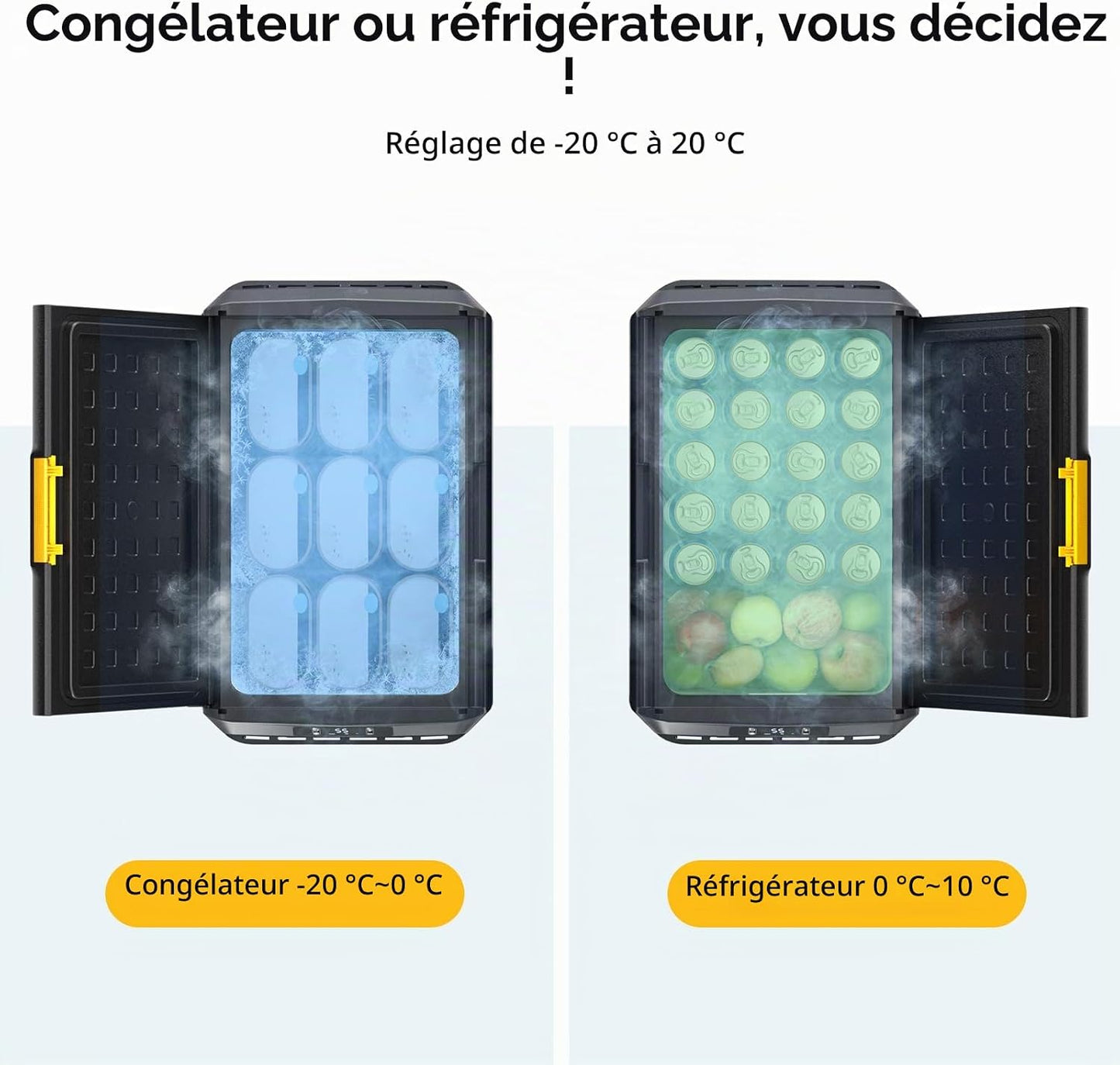 CRS 50L Glacière À Compresseur Étanchéité IPX4 Congélateur Réfrigérateur À Compression 12/24V 220V Pour Voiture Camping Voyage Bateau Contrôle APP -20℃~20°C
