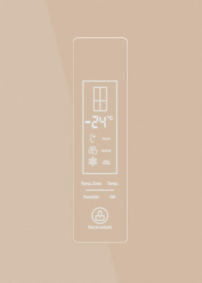 / FRIDGE STUDIO CROSS DOOR 503 / Réfrigérateur Style Cross Door 4 Portes 503L Sable / 85,3 X 69,8 X 177,5 Cm/No Frost, Care+, Antibactérien, Commande Tactile Électronique, 170W