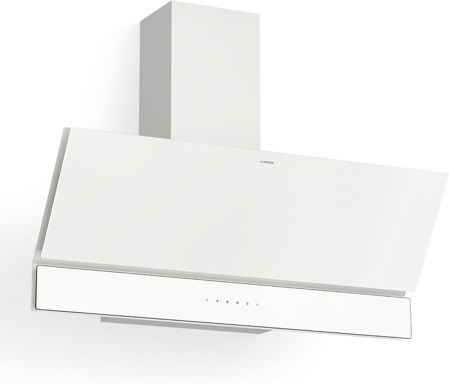 Klarstein Velaire Hotte Aspirante 90 Cm - Hotte Décorative, 820 M³/H, A++ Énergie, Commandes Tactiles, LED, Filtre Charbon, Silencieuse, 3 Vitesses + Boost, Hotte Cuisine Moderne, Blanc