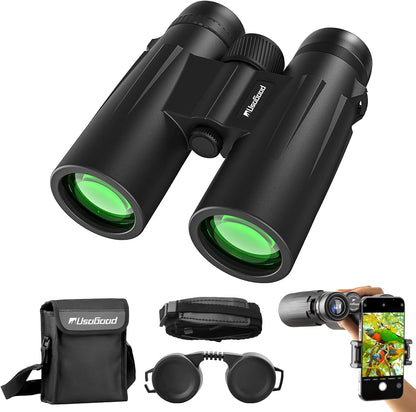 Jumelles Compactes HD 10 X 42 Pour Adultes, Prismes BAK4 | Objectifs FMC, Jumelles Étanches Pour L'Observation Des Oiseaux, De La Faune Avec Adaptateur Téléphonique