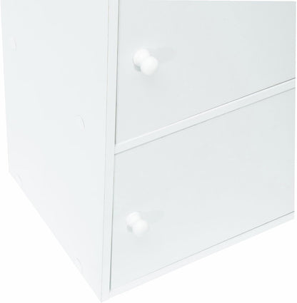 Meuble Blanc À Portes - 3 Portes - Panneaux De Bois MDF - 80 X 40 X 29 Cm - Livré En Kit Avec Plan De Montage - Pou
