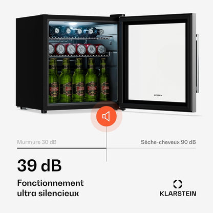 Réfrigérateur À Boissons Luxechill 60 L – Réfrigérateur À Boissons Avec Porte Vitrée, Commande Tactile 0-10 °C, 3 Clayettes, Éclairage LED, IPX4 Pour Cuisines D'Extérieur