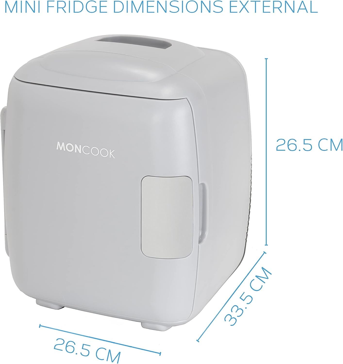 MONCOOK Mini Réfrigérateur - Mini Réfrigérateurs Portables Pour Les Soins De La Peau, La Médecine, La Nourriture Et Les Boissons - Fonction De Refroidissement Et De Réchauffement - 9L - Mono Gris
