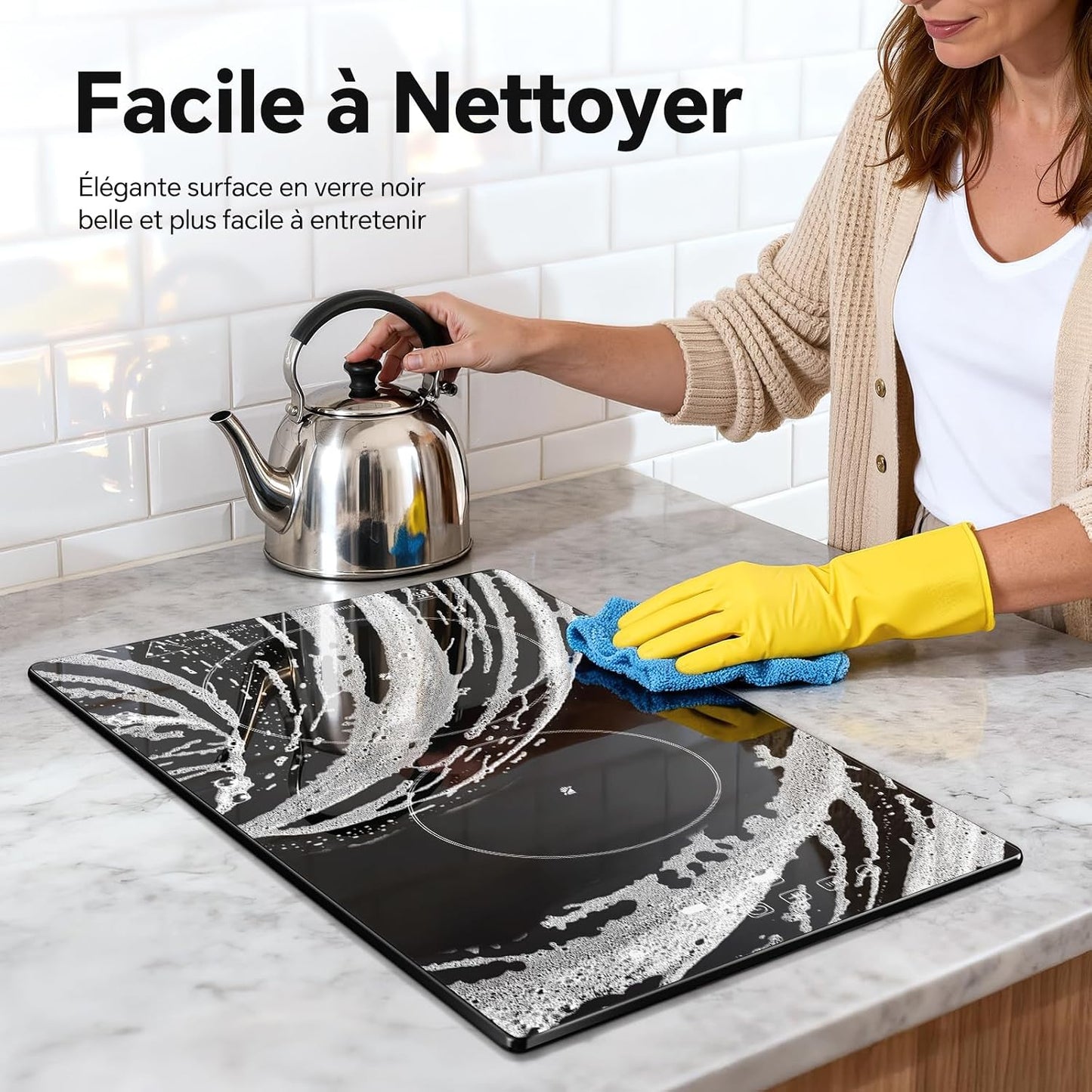Plaque Vitrocéramique 2 Feux, Plaque De Cuisson Electrique 3000W | Avec Prise, 30Cm Encastrable/Portable, 9 Niveaux, Commande Tactile, Arrêt Automatique, Pour Toutes Les Poêles