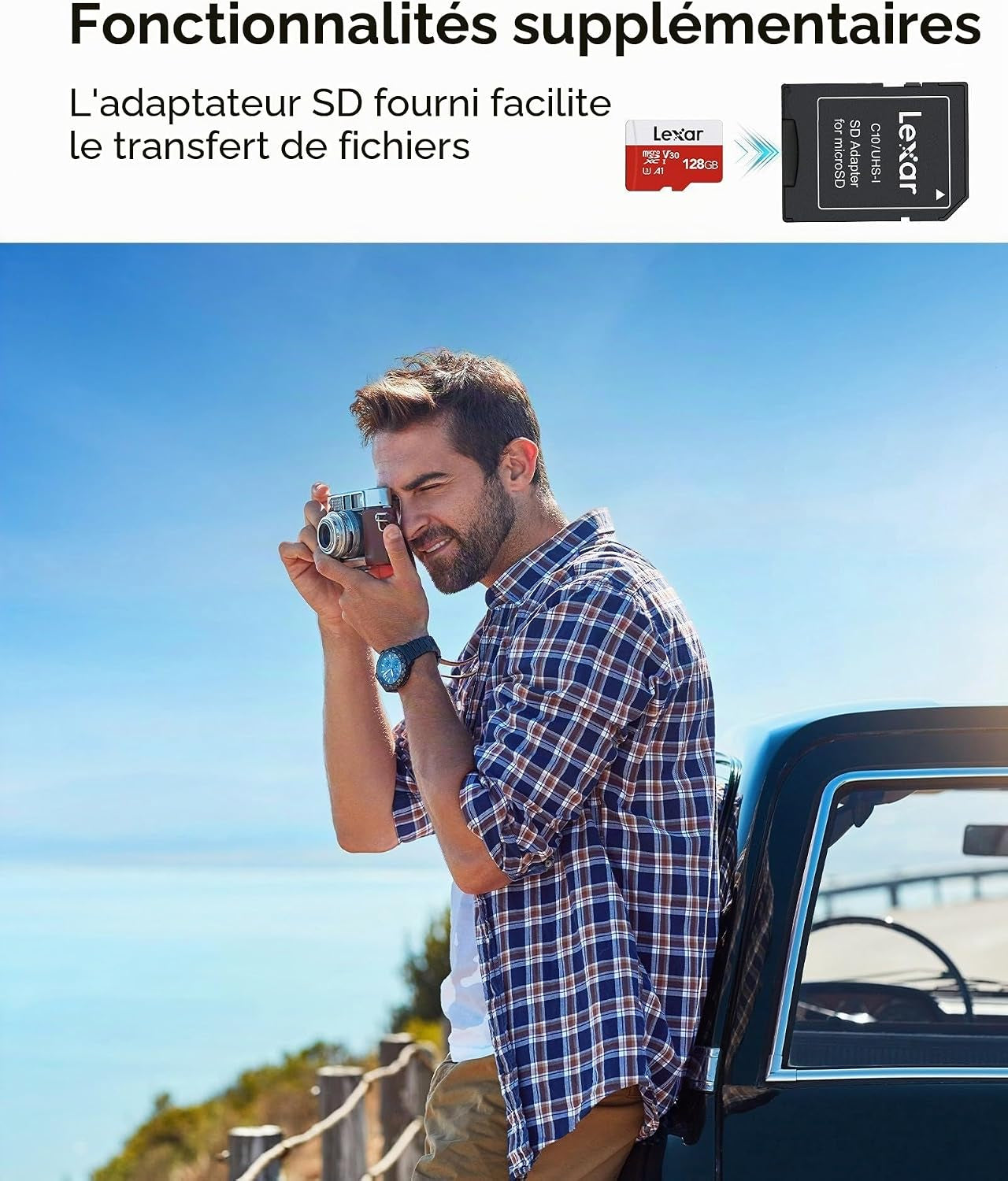 Carte Micro SD 128 Go Lot De 2 Cartes, Jusqu'À 100 Mo/S | Carte Mémoire Micro SD+ Adaptateur, Microsdxc Carte TF, A1, U3, C10, V30, Full HD Et 4K UHD Pour Caméra, Telephone, Switch