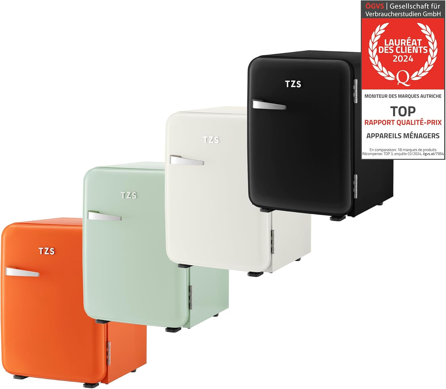 TZS First Austria Mini-Réfrigérateur Silencieux | Design Rétro | Puissance De Réfrigération Réglable | Poignée De Porte | Système De Réfrigération Thermoélectrique | 40L | Menthe