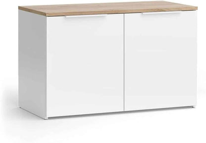 Sideboard Wido, Blanc/Sonoma, 80X50Cm | Avec 2 Portes, Convient Pour Le Rangement Des Vêtements Et Des Articles Ménagers
