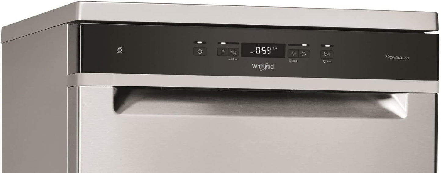 Whirlpool Lave Vaisselle 60 Cm WFC 3 C 42 PX, Autoportant, Acier Inoxydable, Gris, Noir