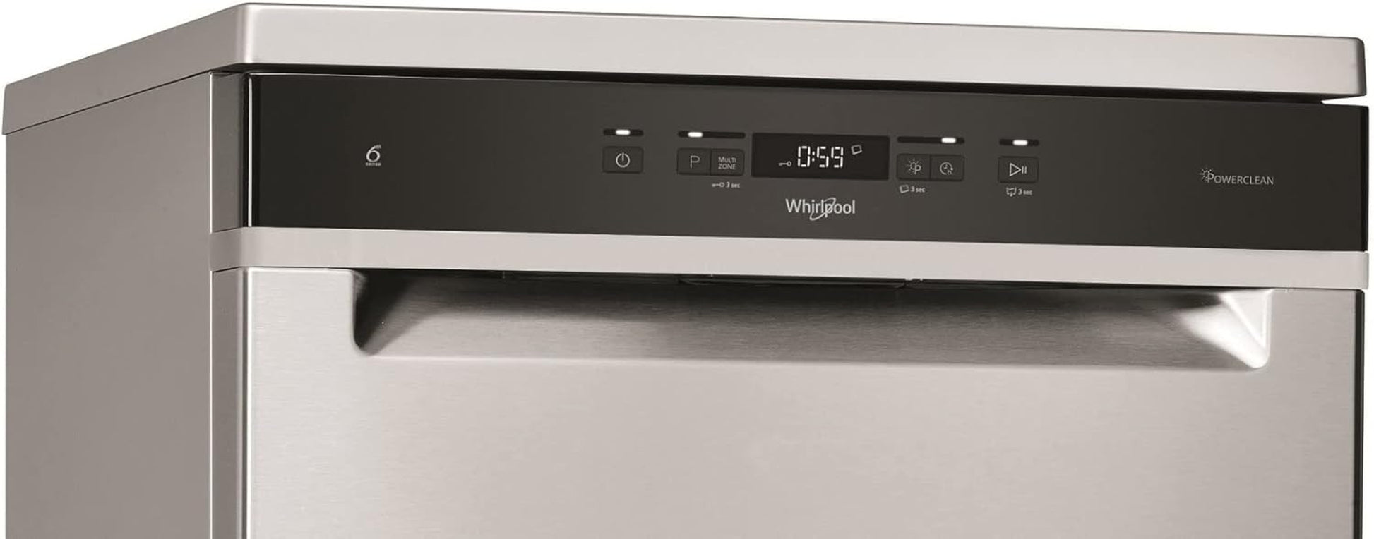 Whirlpool Lave Vaisselle 60 Cm WFC 3 C 42 PX, Autoportant, Acier Inoxydable, Gris, Noir