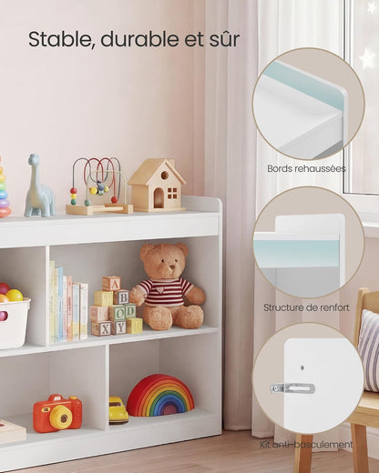 Étagère À Jouets Pour Enfants, Meuble De Rangement Esprit Montessori, 5 Compartiments Ouverts, Pour Chambre D’Enfant, Salle De Jeux, Salon, 30 X 112,2 X 65 Cm, Blanc Nuage GKR052WZ01