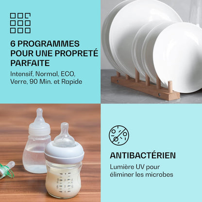 Mini Lave Vaisselle Encastrable De 6 Couvert, Lave-Vaisselles Silencieux, 6 Programmes De Lavage, Petit Lave-Vaisselle De Table, Lave Vaisselle Portable, Facile À Installer Pour La Maison