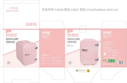 Mini Frigo De Chambre, 4 Litres Frigo Cosmetique, Petit Frigo Thermoélectrique CA/CC Pour Boissons, Nourriture, Beauté, Bureau, Dortoir, Voiture, Rose