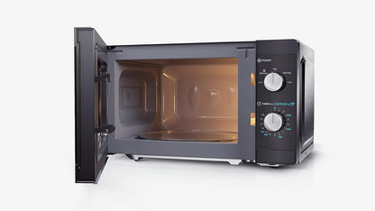 YC-MS01ES Four À Micro-Ondes De 20 Litres Avec Fonction De Dégivrage, 5 Niveaux De Puissance, Puissance De 800W À Micro-Ondes, Minuterie, Argent/Noir