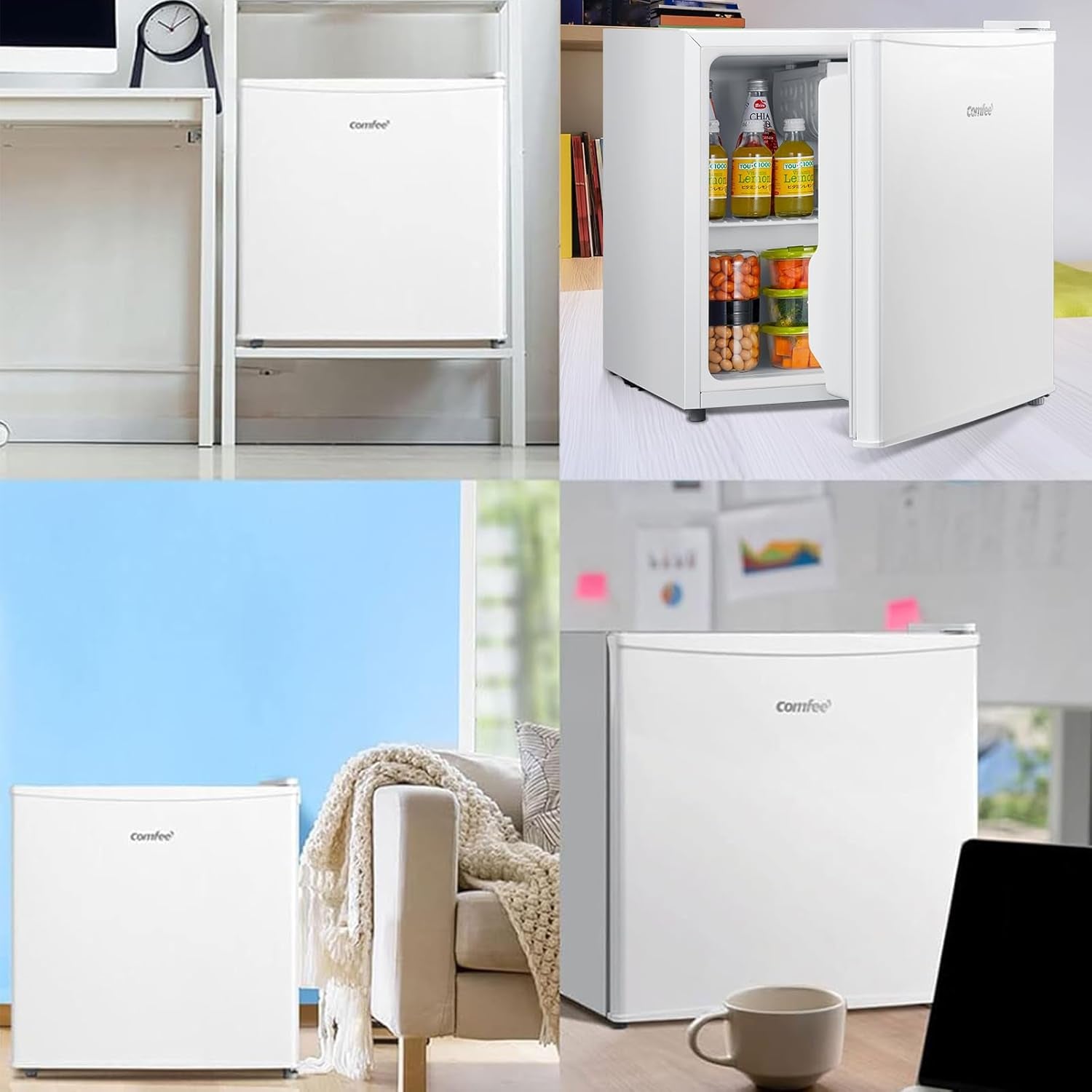 ' 43L, Mini Frigo De Chambre, Avec Chiller Box, Blanc | Contrôle De Température, Avec Compartiment Congélateur, Refroidissement Rapide, Petit Réfrigérateur Pour Chambre Et Bureau