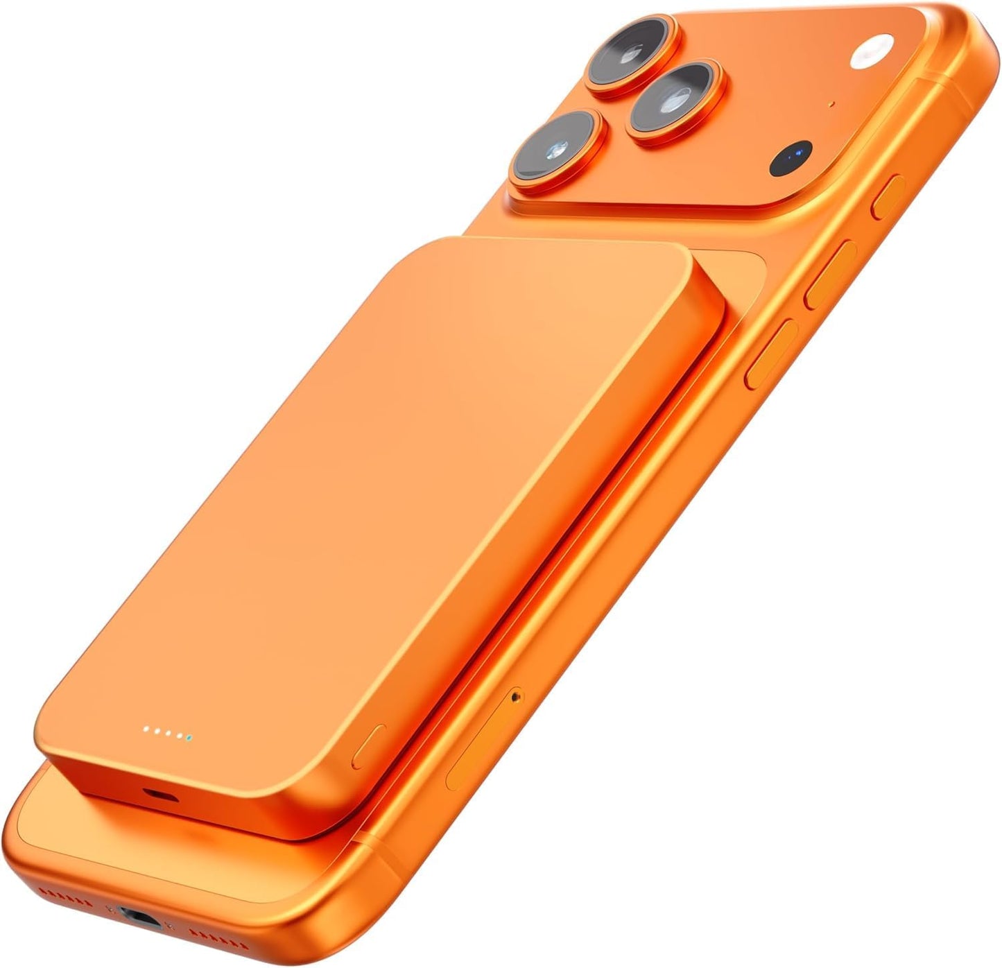 PD20W Chargeur Portable Sans Fil Magnétique 10 000 Mah 14 Mm Design Titane Ultra Fin Avec Entrée Et Sortie USB-C Compatible Avec Iphone 17/16/15/14/13/12 Series (Orange)