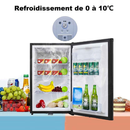 Frigo 12V, Frigo Camping Car 12V 220V, Avec Serrure, Silencieux, 50L, 0-10℃, Réfrigérateur Pour Caravane, Maison, Camping, Voiture, Noir