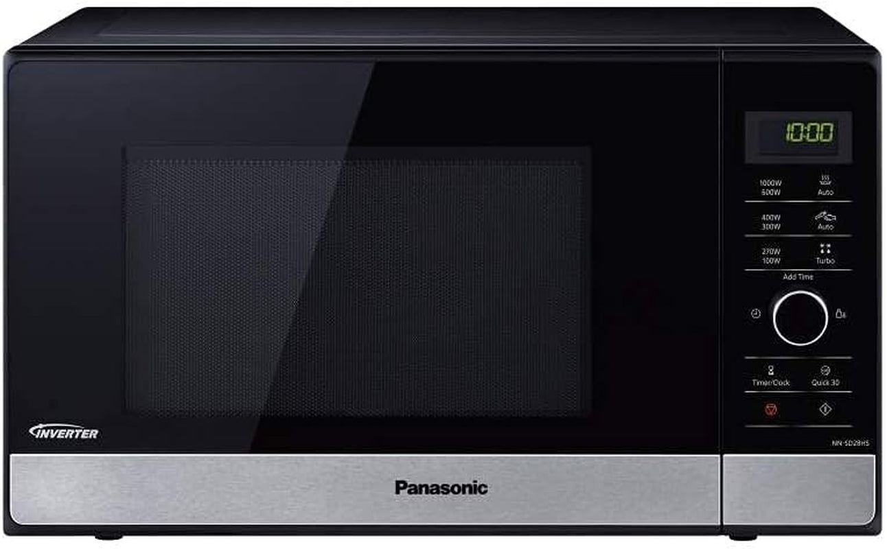 NN-SD28HSGTG-F Four Micro-Ondes Technologie Inverter Plateau Tournant En Verre, 23L, 1000W, 10 Programmes Auto, Décongélation Turbo, 6 Puissances, Minuterie, LED, Acier Inoxydable Noir