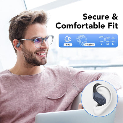 Ecouteurs Bluetooth Sans Fil Sport, 60H Casque Bluetooth 5.3 Avec CVC8.0 Antibruit, Ecouteurs Sans Fil Avec 4 ENC Mic, IPX7 Étanche Oreillette Bluetooth, Écouteurs Bluetooth Pour Running Noir