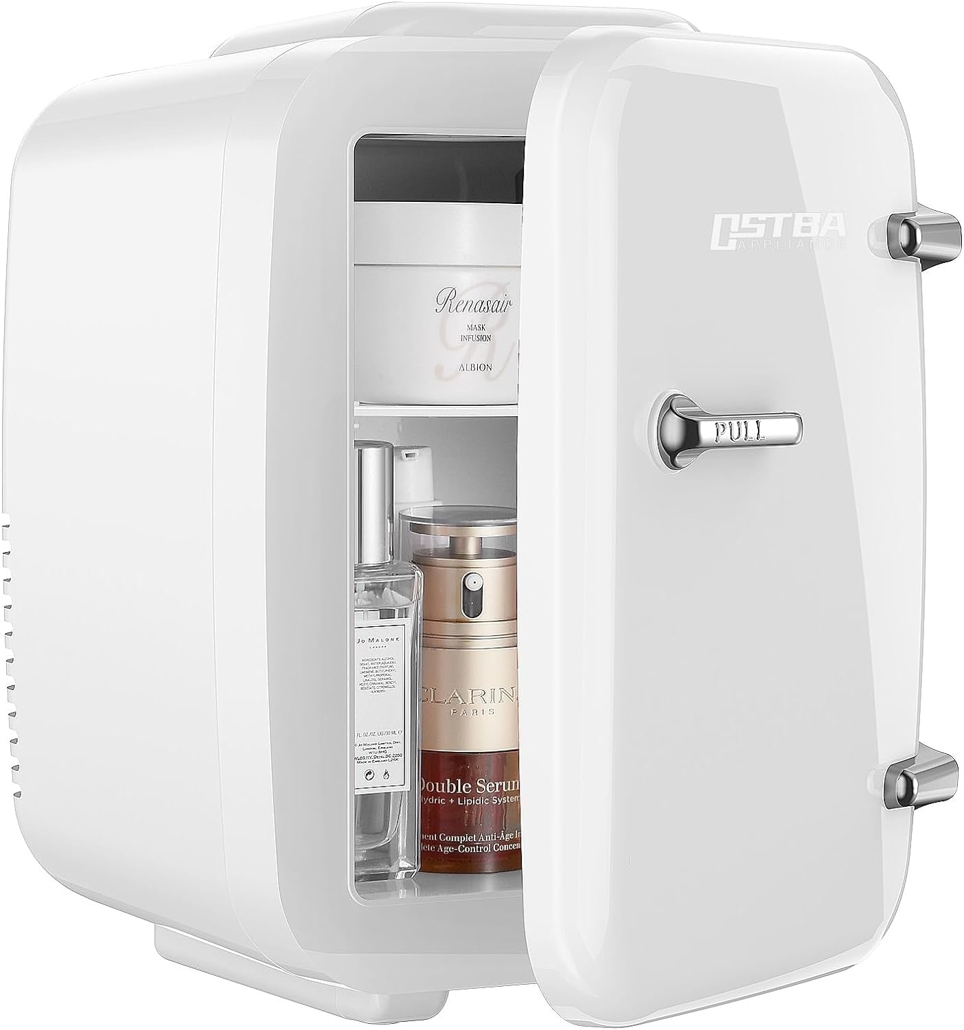 OSTBA APPLIANCE Mini Frigo Portable, 4 Litres /6 Boîtes Boissons & Soin De La Peau Mini Petit Frigo Pour Chambre, Voiture, Bureau, Deux Vitesses - Refroidisseur Et Réchauffeur (Blanc)