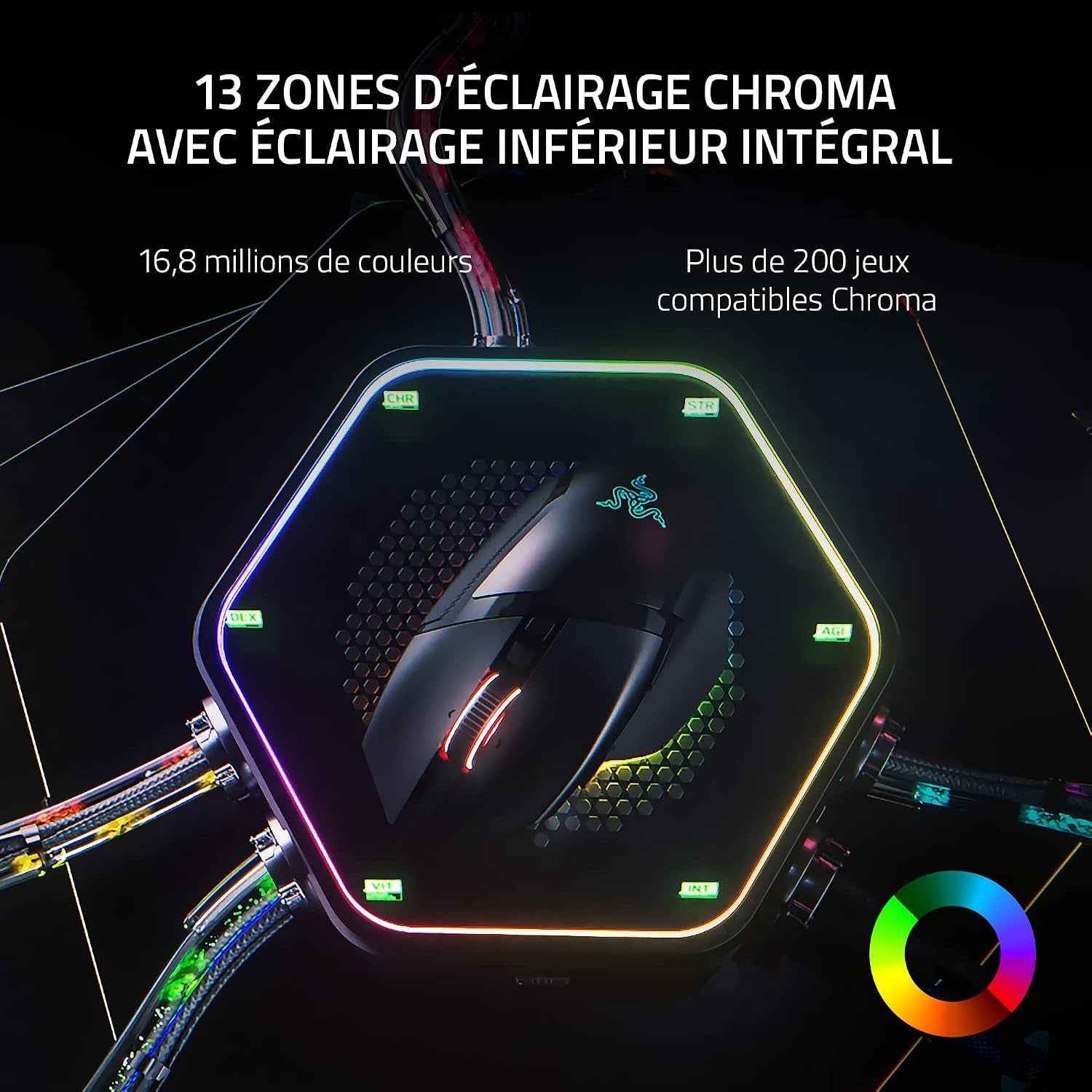 Razer Basilisk V3 Pro - Souris Gaming Sans Fil (Molette Hyperscroll Tilt, Capteur Optique Focus Pro 30K, Eclairage Chroma 13 Zones, 10+1 Boutons Programmables) Noir