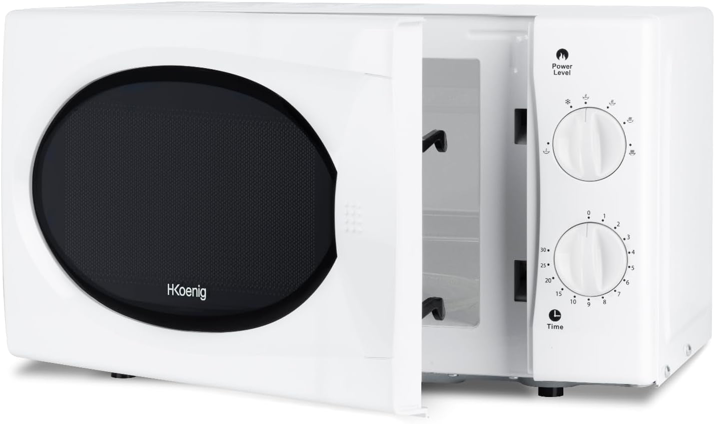 Micro-Ondes Compact 20L VIO6 Blanc, Puissant 700W, Plateau Tournant 24,5Cm, Multifonction 5 Niveaux De Chauffe Et Fonction Décongélation, Minuterie Jusqu'À 30Min, Rapide, Plan De Travail