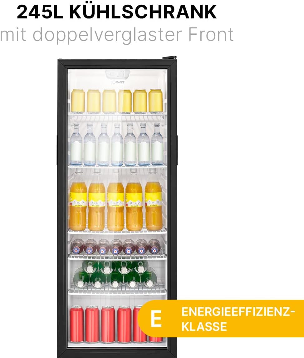 Bomann, Réfrigérateur Pour Boissons 244L, Eclairage Intérieur LED, KSG7289, Noir