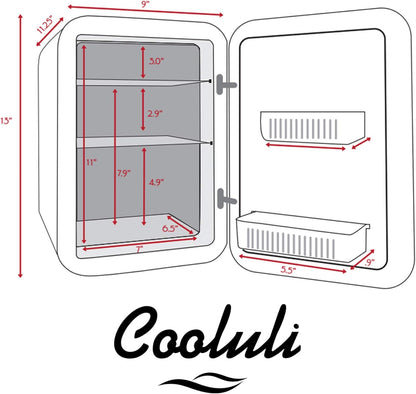 Cooluli Mini Réfrigérateur 10 L Pour Chambre À Coucher, Voiture, Bureau Et Dortoir Universitaire – Glacière Et Réchauffeur Portable 12 V Pour Nourriture, Boissons, Soins De La Peau, Beauté, Maquillage