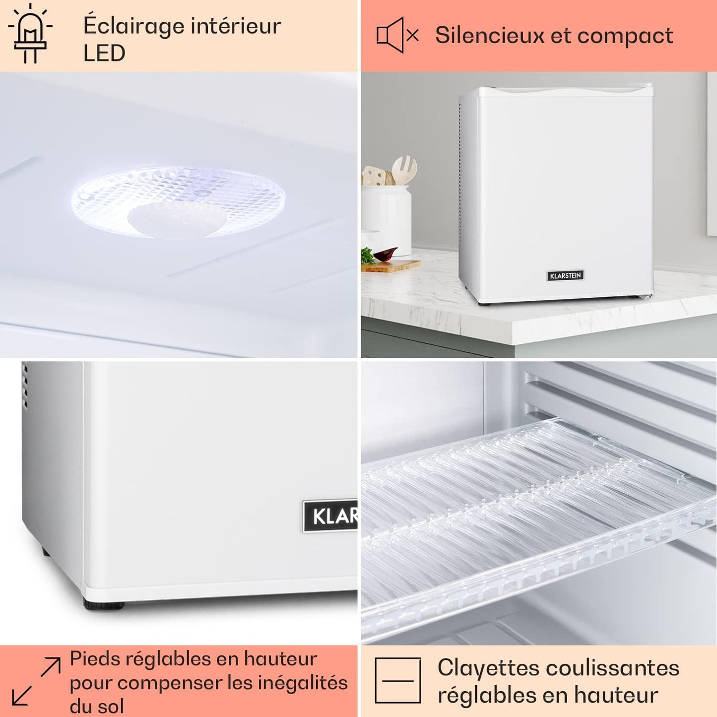 Mini Frigo De Chambre De 30L Pour Snacks Et Boissons, Petit Frigo Top Silencieux, Mini Bar, Petit Réfrigérateur Camping, Mini Frigo Cosmetique, Refrigerateur Avec Étagères Réglables, 5-15°C