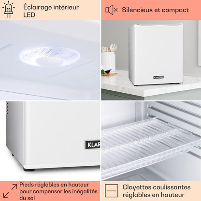 Mini Frigo De Chambre De 30L Pour Snacks Et Boissons, Petit Frigo Top Silencieux, Mini Bar, Petit Réfrigérateur Camping, Mini Frigo Cosmetique, Refrigerateur Avec Étagères Réglables, 5-15°C