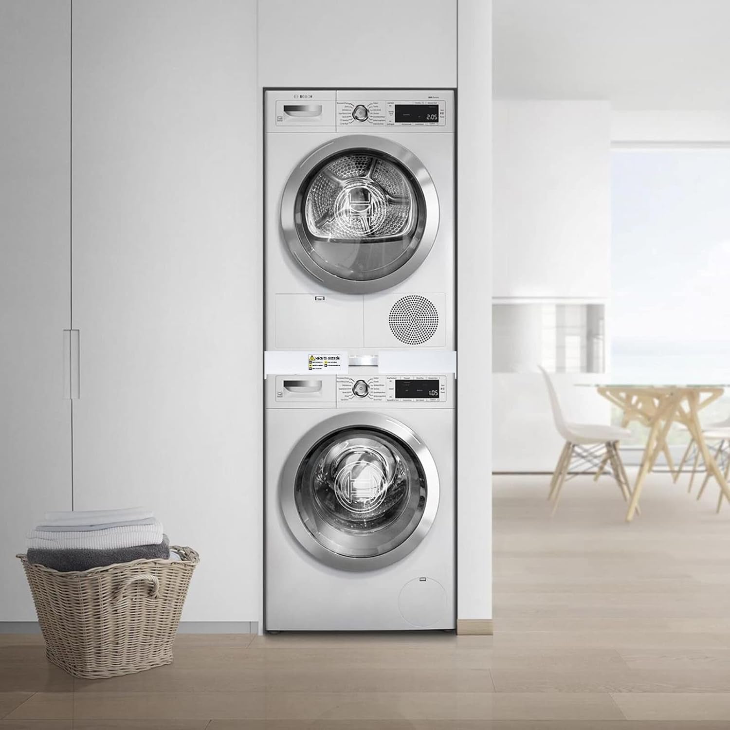 Kit De Superposition Universel, Accessoires Pour Lave-Linge/Sèche-Linge, Universel Cadre Intermédiaire Pour Lave-Linge Et Sèche-Linge Avec Corde À Cliquet, Taille Réglable（46-66Cm）