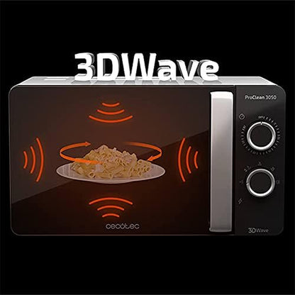 Micro-Ondes Proclean 3050. Capacité De 20 L, Revêtement Ready2Clean, 700 W De Puissance, 6 Niveaux De Fonctionnement, Minuterie 30 Minutes, Mode Décongeler, Finition Noir Et Argenté.