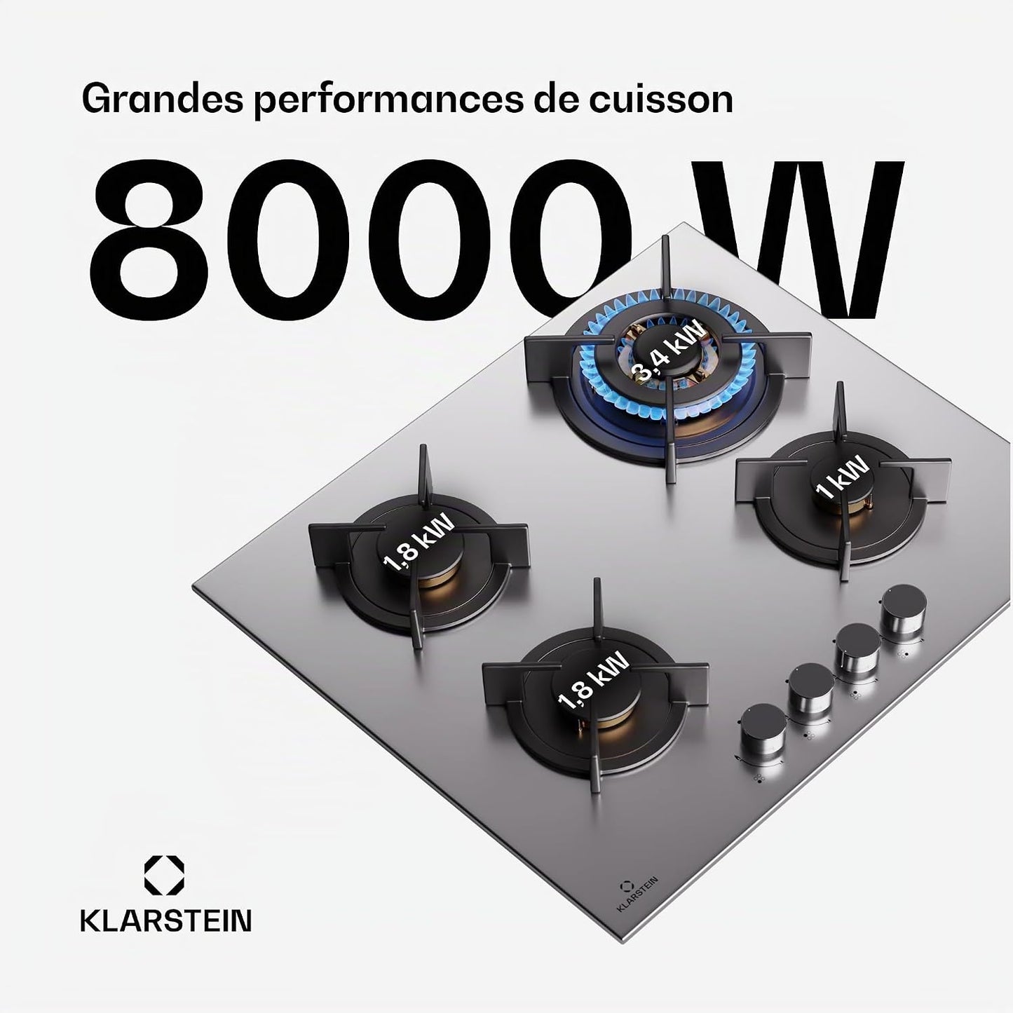 Tables De Cuisson À Gaz, Plaque De Cuisson Gaz À 4 Brûleurs, Table De Encastrable À 4 Feux De 8000W, Cuisiniere Gaziniere Avec Brûleurs En Acier Inoxydable, Cuisinières GPL